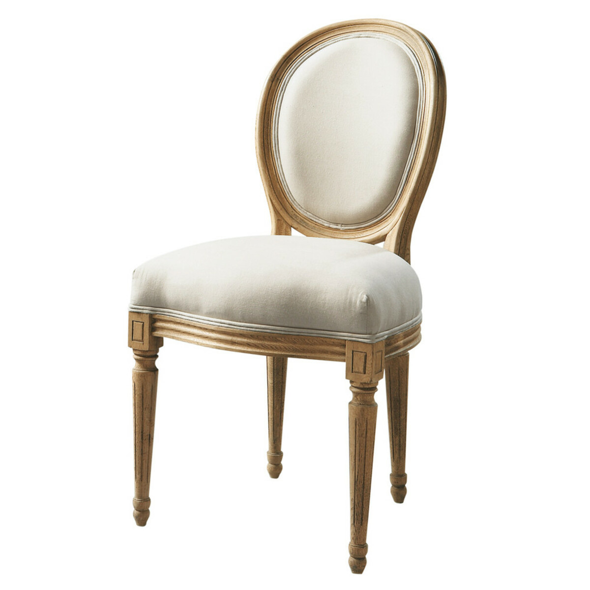 Chaise médaillon en coton et chêne massif écrue