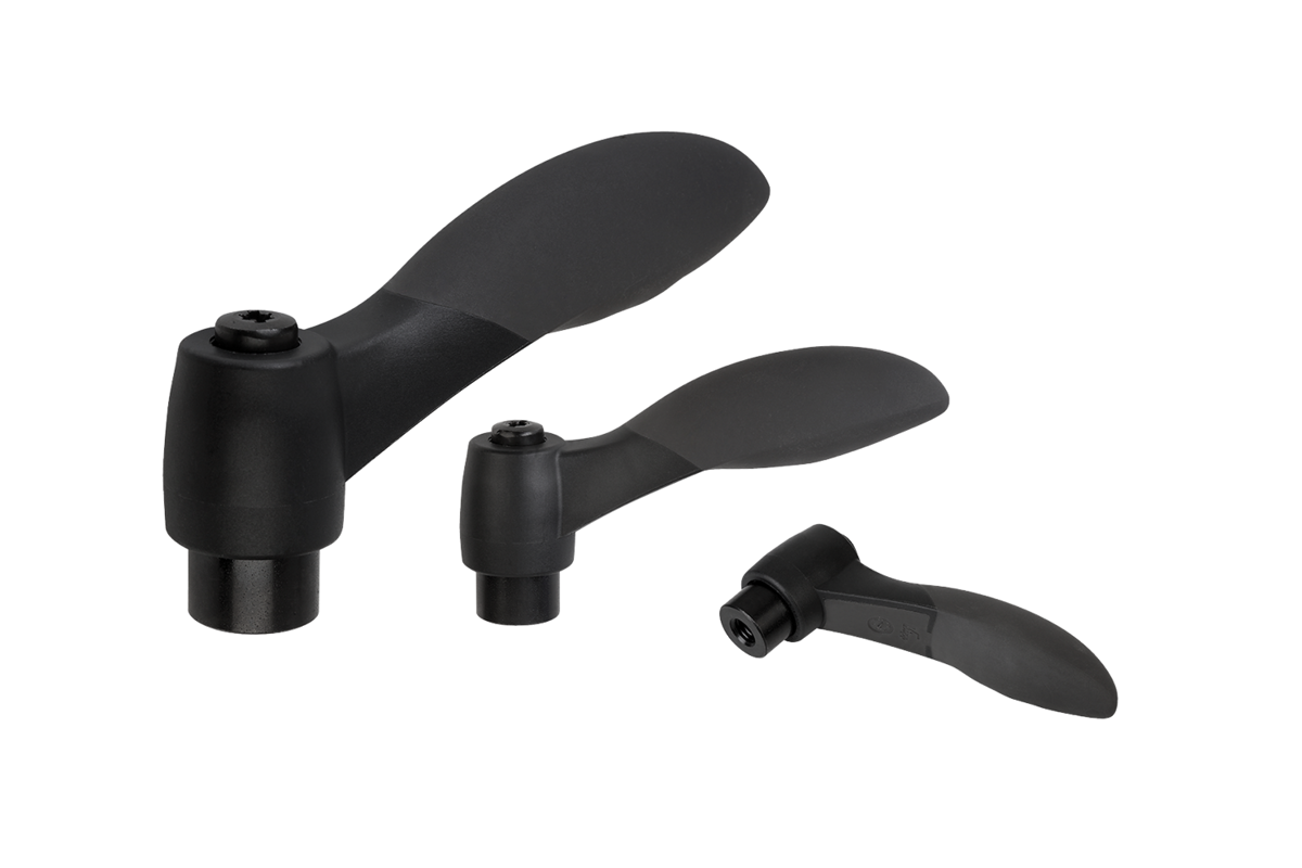 Manette indexable 2K avec taraudage, insert taraudé en acier bruni