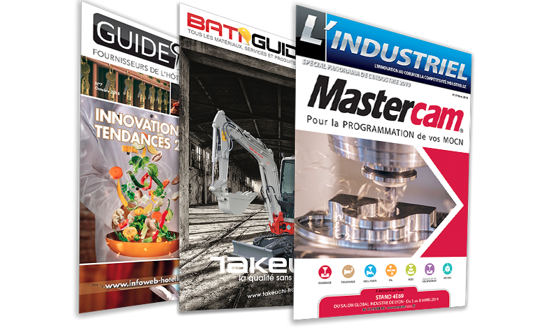Les magazines Batiguide, L'Industriel et Guide CHR